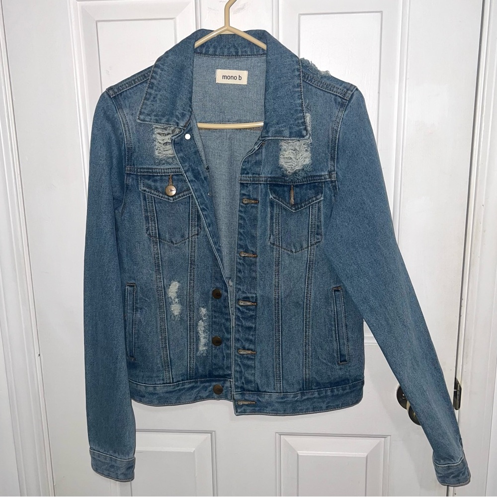 Mono B Distressed Blue Jean Jacket